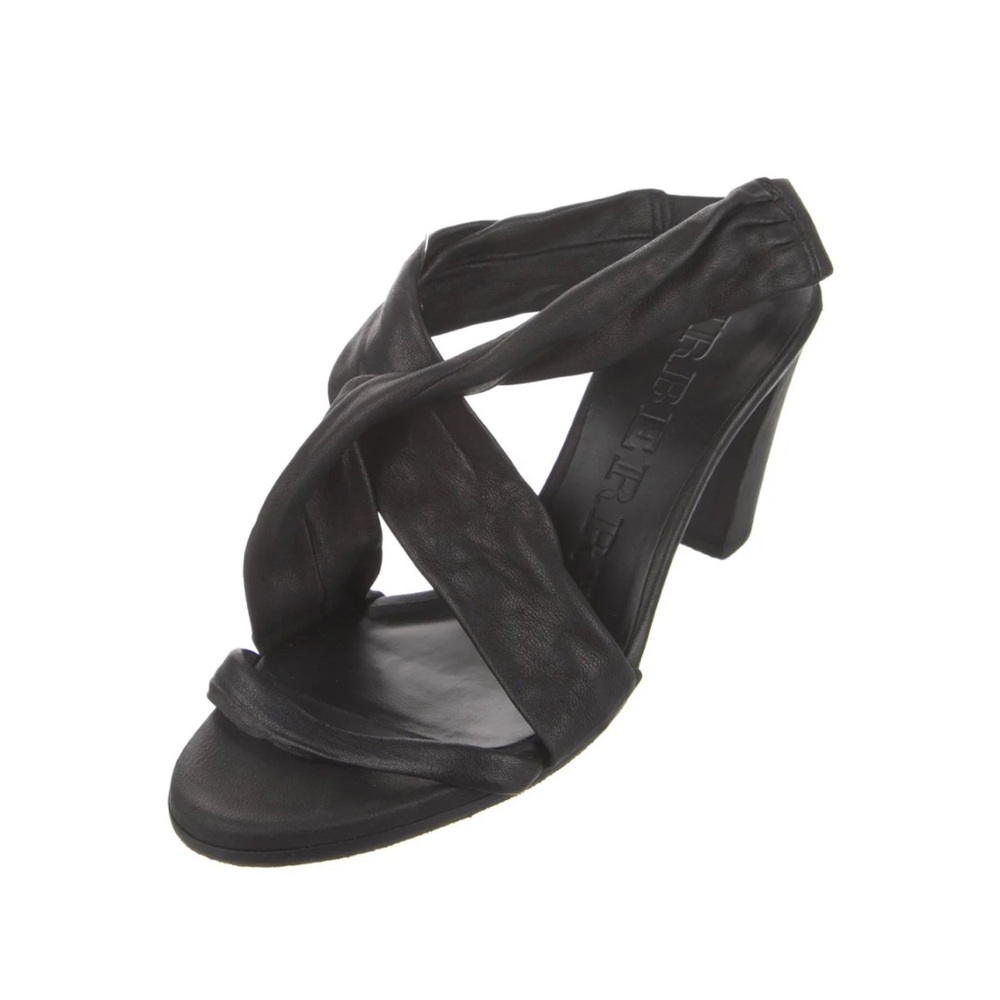 Burberry Black Leather Twist-Strap Heeled Sandal Size 38 - Picture 4 of 4